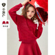 水孩兒（SOUHAIT）童裝女童新年套裝春季新款裙子毛衣兩件套 經(jīng)典紅 160