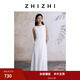 致知ZHIZHI 叢花令 一字領(lǐng)T恤料簡(jiǎn)約A字連衣裙女夏2025新款 雅白 M