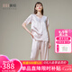 美標(biāo)（MEIBIAO）送愛(ài)人禮物短袖真絲睡衣女春夏19姆米重磅套裝100%桑蠶絲綢家居服 灰粉 短袖七分褲套裝 L (165/88A)