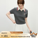 范思藍(lán)恩學(xué)院風(fēng)撞色POIO領(lǐng)小熊刺繡針織衫2025夏新款顯瘦上衣2071 炭灰色 M