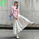 CS.LION白色木耳邊甜美風(fēng)半身裙女2025春夏新款高腰顯瘦a字中長款蛋糕裙 白色 L 110-125斤