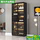 莀晞家居酒柜 客廳酒柜家用落地餐邊柜儲(chǔ)物柜展示柜簡(jiǎn)約帶鋼化玻璃門酒柜 輕奢灰雙門60*40*200帶燈有酒格