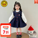 G.DUCKKIDS小黃鴨童裝女童連衣裙套裝春秋季新款中小童KT貓牛仔公主裙背心裙 圖片色 130 適合120-130cm年齡7-8歲