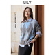 LILY2025秋新款含綿羊毛學(xué)院風(fēng)撞色菱格圓領(lǐng)寬松休閑針織衫毛衣女 401藍色 M