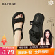 達(dá)芙妮（DAPHNE）兩穿涼拖鞋女夏外穿2024新款夏季仙女風(fēng)踩屎感平底百搭羅馬涼鞋 黑色 4cm 38 (240mm) 標(biāo)準(zhǔn)碼