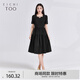 愛居兔小黑裙短袖連衣裙2025年夏季新款女設(shè)計感領(lǐng)口長裙EQLBJ2Q790A 赫本黑90 XL