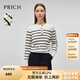 PRICH【可機(jī)洗羊毛】時尚條紋針織衫冬季新款寬松保暖毛衣女 39象牙白色 L 170