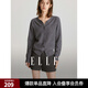 ELLE【100%綿羊毛】簡約氣質(zhì)毛針織衫女2025秋裝新款圓領(lǐng)毛衣開衫 深灰色 L