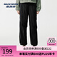 斯凱奇（Skechers）七夕禮物閃穿褲子女秋季傘兵褲闊腿褲吸濕速干運動(dòng)褲降落傘褲 碳黑/0018 M