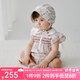 OAK FAMILY新生嬰幼兒短袖包屁衣全棉連體衣夏季寶寶爬服 花夢里（不含頭飾） 80cm  （推薦9~18個月）