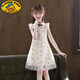 G.duck女童連衣裙夏款2026新款兒童洋氣旗袍女夏天裙子小女孩夏季公主裙 2331香檳色 130 cm