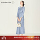 浮云堂.雅」星藍(lán).新中式改良提花旗袍氣質(zhì)連衣裙女裝2025夏藍(lán)色國風(fēng)裙子 星藍(lán) M