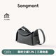 Songmont掛耳系列屋檐包mini設(shè)計師款頭層牛皮通勤斜挎hobo包 瓦礫灰 現(xiàn)貨