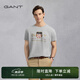 GANT/甘特【100%棉】男女情侶款學(xué)院風(fēng)美式休閑圓領(lǐng)短袖重磅T恤 93煙灰色 M