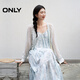 ONLY2025夏季新款鏤空肌理寬松V領(lǐng)短款開衫針織衫女|12523A001 A43淡藍色 L