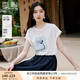 香影【冰萃藍(lán)玫瑰】香影白色短袖t恤女2025夏季新款立體花朵寬松上衣 鷺白 T恤 M 160/84A/95-110斤