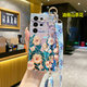 萬(wàn)浮生藍光油畫(huà)花適用三星s25u手機殼s23/s24腕帶斜挎A56/A36掛繩保護套 山茶花 三星A52
