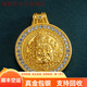 寓銀匠金包銀新款鑲鉆黃財神吊墜古法五路雙面點鉆時尚圓牌吊墜 總重約13g 包金0.9g