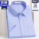 羅蒙（ROMON）絲光棉短袖襯衫男士夏季薄款免燙正裝純色休閑職業(yè)抗皺商務(wù)襯衣男 藍粗條 XL
