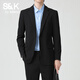 班尼路S&K系列男士韓版修身西服外套新郎結婚禮服商務(wù)正裝休閑小西裝男 黑色【單外套】 2XL 【建議140-155斤】