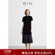 EIN言輕禮服新中式立領(lǐng)流光絲絨花邊拼接旗袍連衣裙 2025夏新款 石墨黑 L
