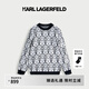 Karl Lagerfeld卡爾拉格斐輕奢老佛爺男裝 冬款羊毛黑白Logo長(zhǎng)袖套頭針織衫 黑白 L