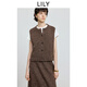 LILY2025冬新款羊毛混紡麻花休閑通勤無(wú)袖圓領(lǐng)馬甲背心針織開(kāi)衫女 710咖啡 XL