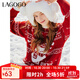 LAGOGO寬松費爾島提花減齡套頭毛衣女拉谷谷秋冬新款可愛(ài)針織上衣 紅白(HV) L 165/40