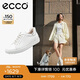 愛步（ECCO） 25年夏季新款牛皮系帶休閑板鞋 柔酷7號女鞋470843 白色/銀色38