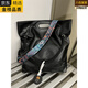 EKK德國進(jìn)口品牌包軟皮男包斜挎托特大包感運動(dòng)風(fēng)通勤健身包 皮黑包(彩色肩帶原黑肩帶)