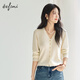 伊芙麗（eifini）朱珠代言V領(lǐng)單排金屬扣純羊毛針織開(kāi)衫百搭舒適女外套秋裝 米白 V領(lǐng)開(kāi)衫 M 105-115斤