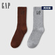 GAP男裝春款百搭logo提花舒適針織長(cháng)襪兩雙裝套裝822056 淺灰色組合 L /XL