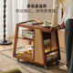 那瀾多好實(shí)木移動(dòng)客廳零食架小推車(chē)廚房放菜置物架帶輪水果蔬菜筐收納神器 實(shí)木+藤編小推車(chē)邊幾