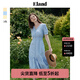 ELAND衣戀連衣裙女純棉V領(lǐng)收腰顯瘦魚尾薄款舒適長裙夏季新款 深藍(lán)色(47)M/Blue L 170