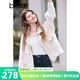 百圖betu女裝2025春季新款短外套立領插肩袖寬松休閑外套女2502T53 淺杏色 L
