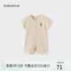 babylove嬰兒短袖連體衣夏季薄款衣服彩棉提花透氣哈衣爬服新生兒寶寶夏裝