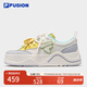 FILA FUSION斐樂潮牌女鞋滑板生活鞋2025夏新款50-50帆布鞋休閑鞋 奶白/精靈綠-GG 37.5