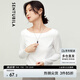 尚都比拉春秋一字領(lǐng)上衣顯瘦長(cháng)袖t恤女寬松高級感內搭打底衫 云白 XXL 