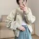 黛芮婷美式復古印花字母簡(jiǎn)約風(fēng)夾克外套女春秋季學(xué)生寬松百搭棒球服女 029外套杏色 M