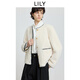 LILY2025冬新款女裝法式撞色小香風(fēng)休閑氣質(zhì)通勤白色毛絨外套短款 601白色 M