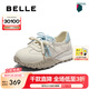 百麗（Belle）靚麗撞色阿甘鞋女2025秋新商場同款舒適透氣休閑鞋E3A1DCA5 米白/藍(lán) 38 (240mm)
