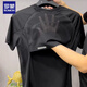 羅蒙（ROMON）夏季透氣網(wǎng)孔速干牛奶絲反光條圓領(lǐng)半袖高彈力吸汗短袖t恤男短褲 黑色上衣 XL