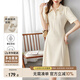 尚都比拉休閑連衣裙女垂感氣質(zhì)通勤小個(gè)子POLO裙短袖夏天a字裙子 米杏色 M