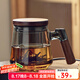 憶壺茶（YIHUTEA）茶杯玻璃綠茶泡茶杯男士家用加厚耐高溫茶水分離帶把手茶道水杯子 【水中見山峰】青純山底杯500ml