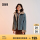 森馬（Semir）牛仔棉服女拼接毛領(lǐng)美式復(fù)古2024冬寬松毛邊夾克街頭109724108017
