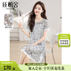 絲柏舍2025夏裝新款女裝蕾絲鏤空時尚顯瘦氣質(zhì)方領(lǐng)連衣裙