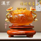 漢京琉璃金蟾聚寶盆擺件招財聚餐公司店鋪開(kāi)業(yè)送禮高檔辦公室客廳裝飾 小號+水晶碎 長(cháng)19寬18高19厘米