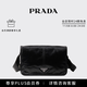 PRADA/普拉達【禮物】男士金屬徽標飾牛皮革單肩包郵差包 黑色