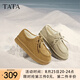 他她（TATA）厚底休閑毛毛鞋女鞋棕色牛皮加絨單鞋棉鞋冬新款CFN02DM4 杏色（仿毛里） 36