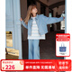 ELLE KIDS童裝  老錢風(fēng)春季女童翻領(lǐng)全棉復(fù)古水洗牛仔刺繡拉鏈外套 寶藍(lán)色 165 （M）